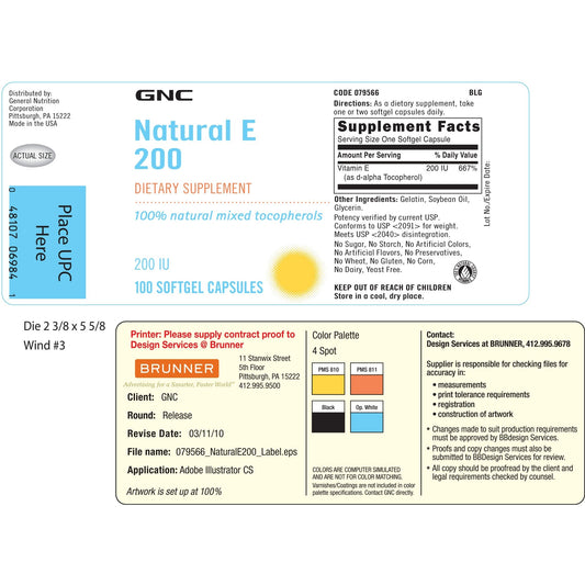 Gnc Natural E 200 Capsules (100s)