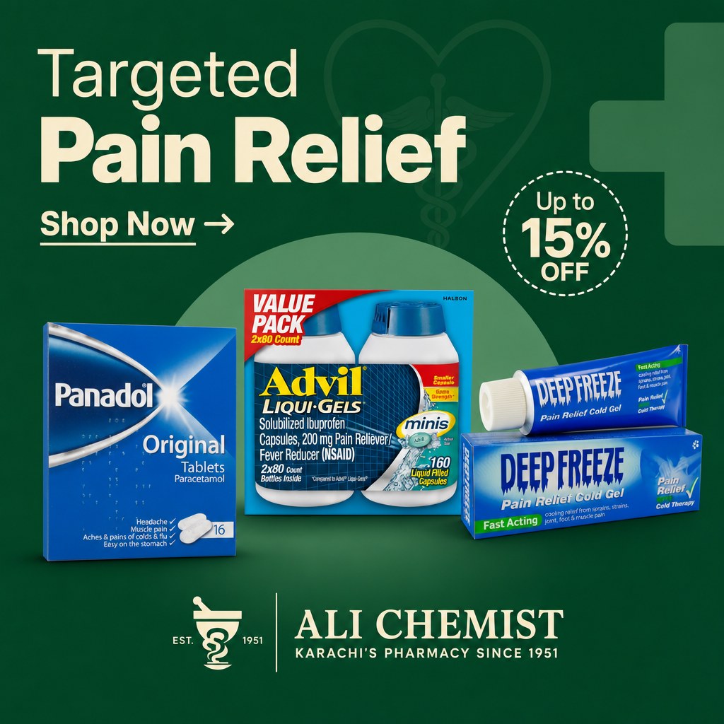 Targeted pain relief offer — Panadol, Advil and Deep Freeze, up to 15% off